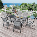 Patio Chairs Set of 6, Stackable Outdoor Dining Chairs for All Weather Textilene Fabric & Metal Frame, Outdoor Chairs Set for Backyard Deck Garden - Image 4