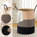 Tall Laundry Basket with Handles, 100L Portable Dirty Clothes Hamper, Boho - Image 3
