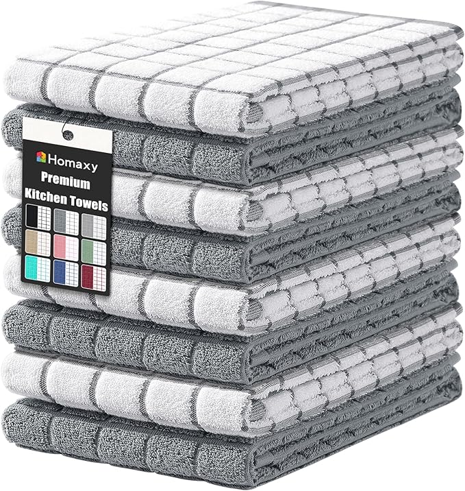 Homaxy Premium Cotton Kitchen Towels 16"x 28", Large Natural Ring Spun 390 GSM by Homaxy