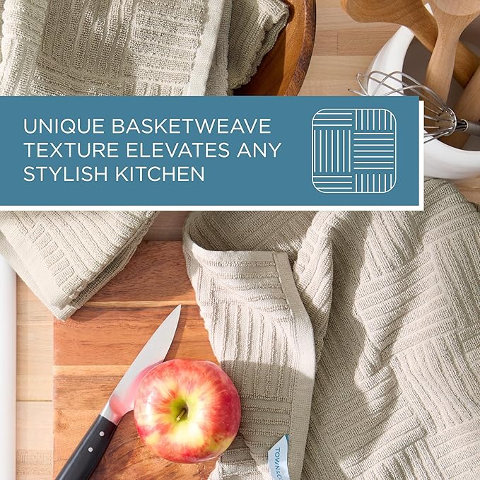 Town & Country Basics Basketweave Antimicrobial Terrycloth Kitchen Towel 4-Pack - Image 7