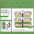 50 PACK Mini Cake Pans with Lids and Spoons, Rectangular Aluminum Foil Bread Pan - Image 5