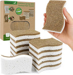 12 Pack Natural Kitchen Sponges, Biodegradable & Compostable | Non-Scratch by Silkyhose