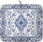 Boho Floral Dish Drying Mat 16x18 Inch Blue Leaves Kitchen Drying Pad by Giwawa