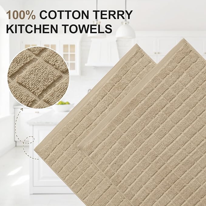 Homaxy Premium Cotton Kitchen Towels 16"x 28", Large Natural Ring Spun 390 GSM - Image 2