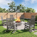 Poly Lumber Rocking Chair Outdoor Set of 6- HDPE High Back Porch Rocker Chairs for Adults - All Weather Resistant Furniture for Patio - Gray by GarveeLife