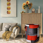 Red Grey Geometry Laundry Basket Foldable - Image 7