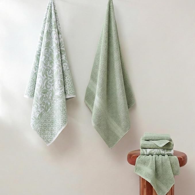 Modern Threads Trefoil Filigree 6-Piece 100% Cotton Towel Set – Reversible Yarn - Image 2