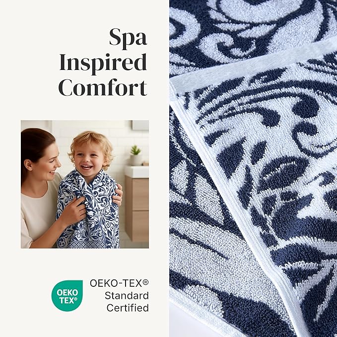 Modern Threads Trefoil Filigree 6-Piece 100% Cotton Towel Set – Reversible Yarn - Image 4