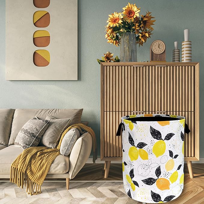 Lemons Laundry Hamper Boho Tropical Fruit Colorful Laundry Basket - Image 7