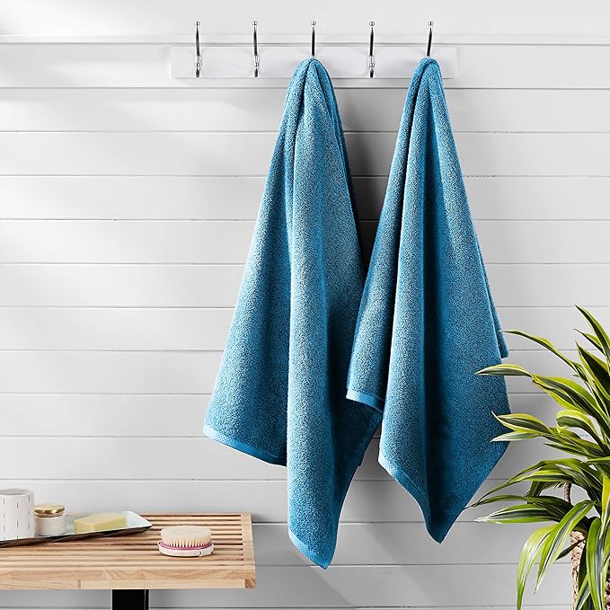 Amazon Basics 2-Piece Quick-Dry Oversize Bath Towel, 100% Cotton, Lake Blue - Image 9