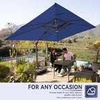 10 X 13 FT Cantilever Outdoor Patio Umbrella with Base Included Large Heavy Duty 360° Rotation Double Top Offset Rectangular Umbrellas with Led Lights for Backyard Outside Deck, NAVY - Image 6