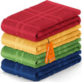 DecorRack Large Kitchen Towels, 100% Cotton Hand Towels, Plaid Pattern Cleaning by DecorRack