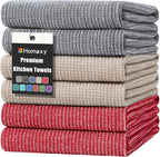 Homaxy Premium Kitchen Towels, Large Cotton Kitchen Hand Towels, Flat and Terry by Homaxy