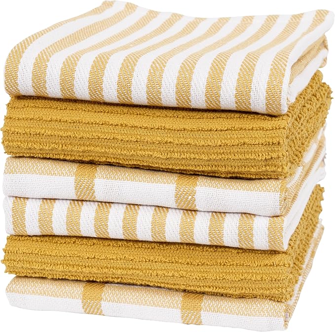 KAF Home Premium Kitchen Towels, Large 100% Cotton, Flat & Terry Absorbent Dish by KAFHome