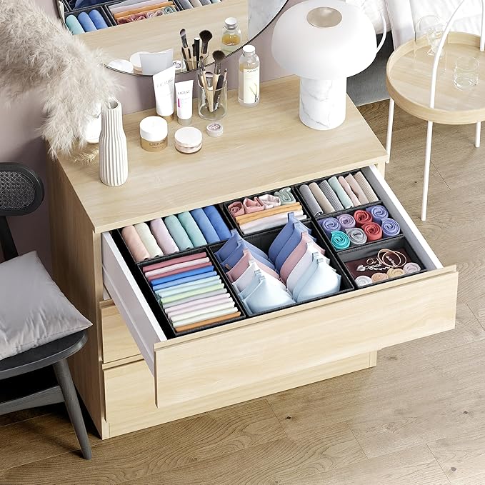 NEATERIZE Drawer Organizer Clothes Set of 12 Black - Image 5