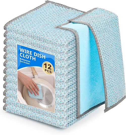 12Pack Multipurpose Wire Dishwashing Rags, Upgrade Non Scratch Wire Dishcloth by WYDZKJ