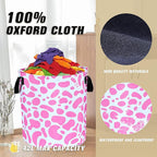 Pink Cow Print Laundry Basket Animal Foldable Oxford Cloth Funny Tote Bag - Image 7