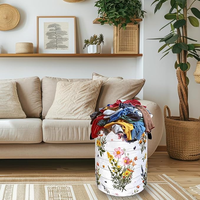 Hawaii Flowers Laundry Basket Foldable Oxford Cloth Colorful Floral Laundry - Image 2