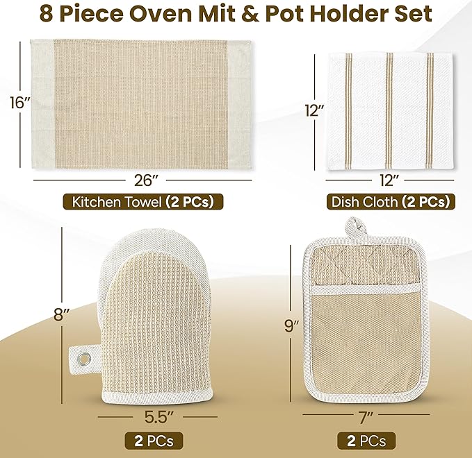 Casa Platino Pot Holders and Oven Mitts, 8-Piece – 500°F Heat Resistant Mini - Image 2