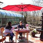 Sunnydaze Outdoor Patio Umbrella - Polyester Table Market Umbrella with Push-Button Tilt and Crank - 8 Sturdy Ribs - Red - 9ft - Image 9