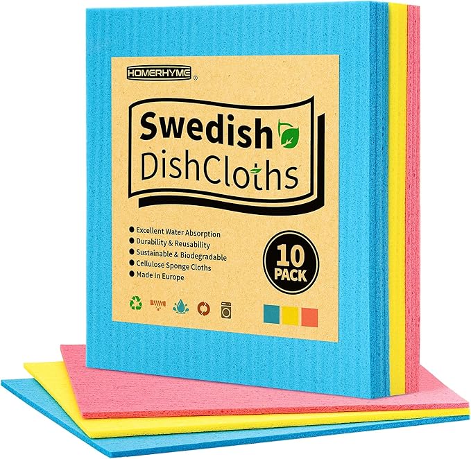 HOMERHYME Swedish Dishcloths for Kitchen 10 Pack, Absorbent Dish Towels for by HOMERHYME