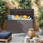 Flamaker Outdoor Storage Box 100 Gallon Waterproof Resin Deck Box Delivery Box with Air Rod Indoor Outdoor Lockable Storage Bench for Patio Cushions, Tools, Pool Accessories (Brown) - Image 6