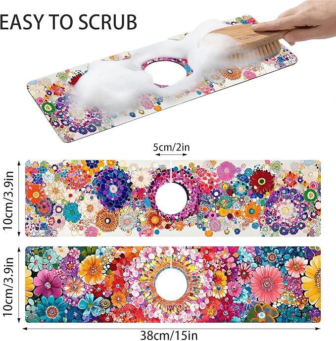 Bimkole 2 PCS Faucet Absorbent Mat, Kitchen Faucet Sink Splash Guard Wraparound - Image 2