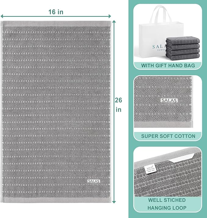 SALAS Kitchen Dish Towels, Bulk Cotton Kitchen Hand Towels, 390 GMS Plaid Dish - Image 2
