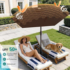 AreShark 7.5FT Patio Umbrella Table Market Umbrella with 6 Sturdy Ribs, Button Tilt/Crank, Heavy-Duty Outdoor Umbrellas for Pool, Deck, Garden and Backyard, Brown - Image 5