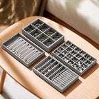 Velvet Jewelry Drawer Organizer Trays – Grey Stackable Jewelry Storage Inserts - Image 3