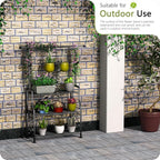GIOTORENT Plant Stand Indoor, 3-Tier Heavy Duty Metal Shelf for Patio & Indoor, Tall Plant Holds 14+ Plants with 5 Hooks, Rust-Proof Plant Holder for Garden, Balcony, Living Room, Black - Image 5