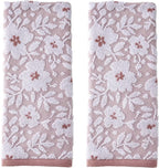 SKL Home Floral Jacquard 100% Cotton 2pc Hand Towel Set, Reversible & Decorative by SKLHomebySaturdayKnightLtd