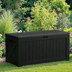 JUMMICO 120 Gallon Resin Deck Box, Large Outdoor Storage Box Waterproof & Lockable for Garden, Patio, Pools (Black) - Image 5