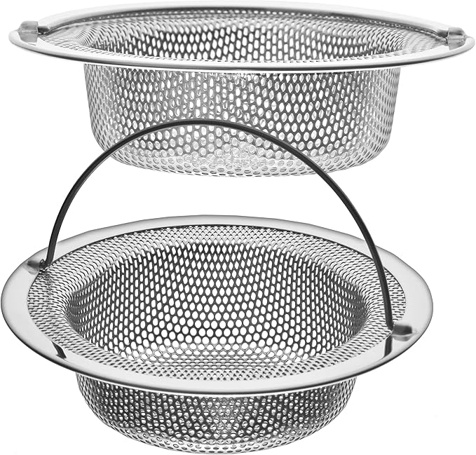 2 Pack - 4.5" Top / 3" Basket - Kitchen Sink Drain Strainer Stainless Steel by HilltopProducts