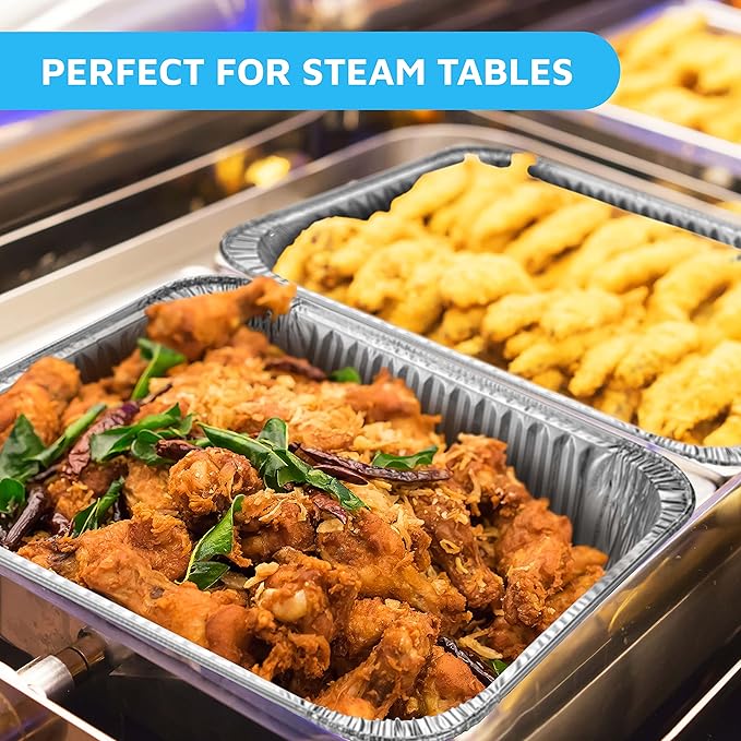 MontoPack Aluminum Foil Pans Half Size Roasting Chafing Pan | Bulk 10 Pack of - Image 5