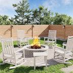 HDPE Rocking Chair Outdoor Set of 2 with Side Table - Poly High Back Porch Rocker Chairs for Adults - All Weather Resistant Furniture for Patio Front Porch - White - Image 9