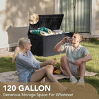 Devoko 120 Gallon Deck Box Resin Outdoor Storage Box Waterproof for Patio, Large Outdoor Storage Bench Lockable for Outside (Black) - Image 3