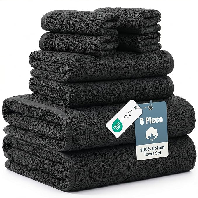 Casa Platino 100% Cotton Bath Towel Pack of 8 by CasaPlatino