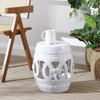 JONATHAN Y TBL1022A Lucky Coins 16" Chinese Ceramic Drum Indoor/Outdoor Garden Stool, Bohemian, Coastal, Cottage, French Country, Traditional, Spill-Proof, Living Room, Garden Room, Patio, White - Image 7