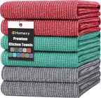 Homaxy Premium Kitchen Towels, Large Cotton Kitchen Hand Towels, Flat and Terry by Homaxy