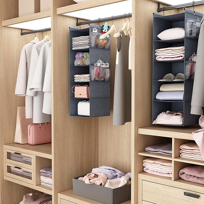 MAX Houser 5 Shelf Hanging Closet Organizer, Space Saver, Cloth Hanging Shelves - Image 6