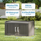 2-Tier Storage Bench, Waterproof UV-Resistant Outdoor Shoe Storage Cabinet with 2 Doors & Adjustable Shelves for Indoor Outdoor Entryway, Hallway, Living Room (Grey) - Image 3