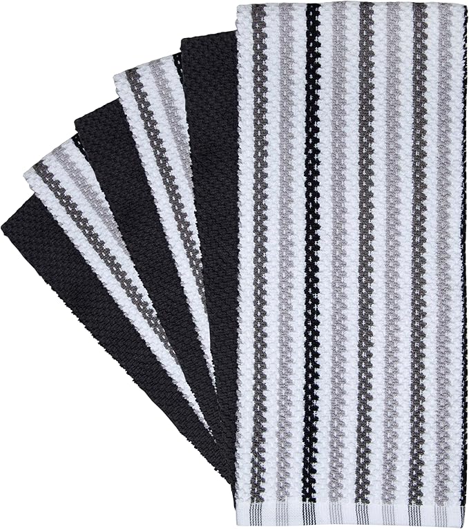 Premium Kitchen Towels | Large Cotton Kitchen Hand Towels | Popcorn Striped - Image 2