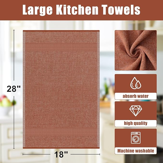 Homaxy Premium Kitchen Towels, Large Cotton Kitchen Hand Towels, Flat and Terry - Image 9