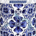 Blue and White Mexican Tile Laundry Basket Oxford Cloth Foldable Boho Laundry - Image 4