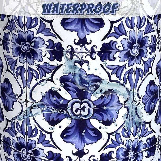 Blue and White Mexican Tile Laundry Basket Oxford Cloth Foldable Boho Laundry - Image 4