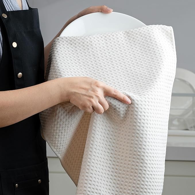 POLYTE Ultra Premium Microfiber Kitchen Dish Hand Towel Waffle Weave, 8 Pack - Image 7