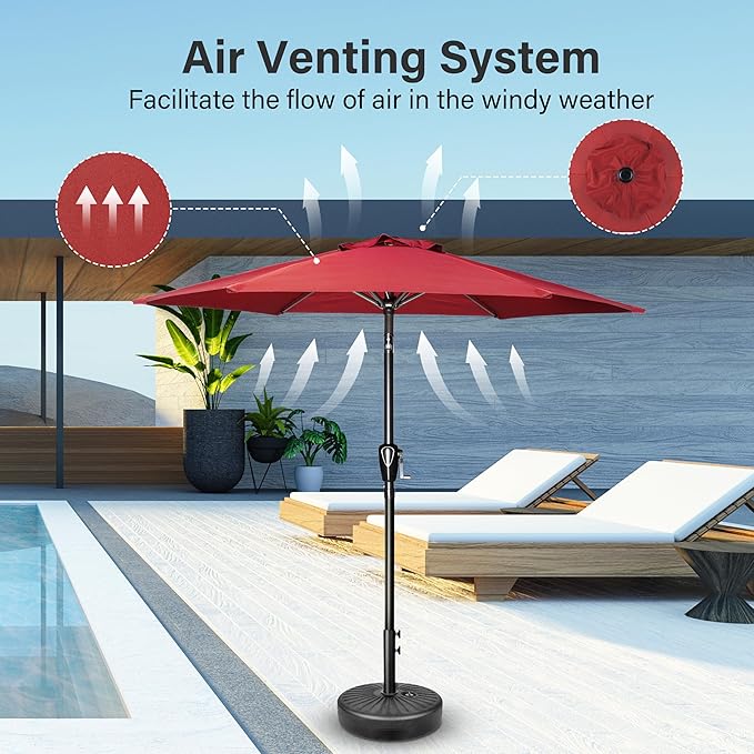 Simple Deluxe 9' Patio Umbrella Outdoor Table Market Yard Umbrella with Push Button Tilt/Crank - Image 6