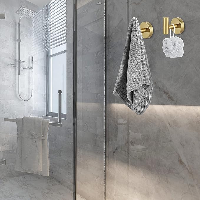 Towel Hooks for Bathroom 2 Packs Screw- in Gold Wall Mount Towel Holder Towel - Image 4