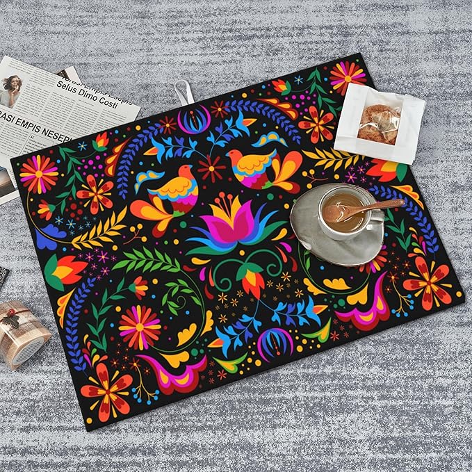 Mexican Flower Microfiber Dish Drying Mat - Image 3